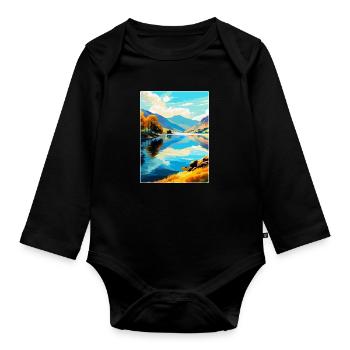 Ullswater Lake District Reiseposter Souvenir WPA - Baby Bio-Langarm-Body - Schwarz - Vorne