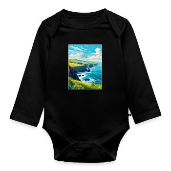 Dingle Halbinsel Irland Vereinigtes Königreich Vintage Reiseposter - Baby Bio-Langarm-Body - Schwarz - Vorne