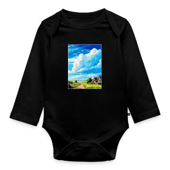 New Romney England Uk Vintage Travel Poster WPA - Organic Longsleeve Baby Bodysuit - black - Front