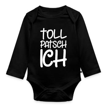Tollpatsch Ich tollpatschig lustig tollpatschich - Baby Bio-Langarm-Body - Schwarz - Vorne