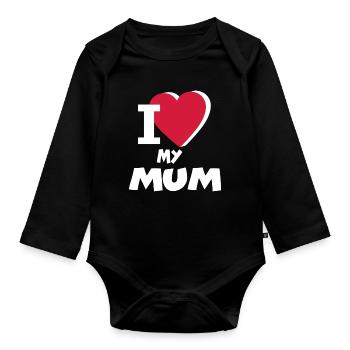Baby Kids Love My Love Mum Mom - Organic Longsleeve Baby Bodysuit - black - Front