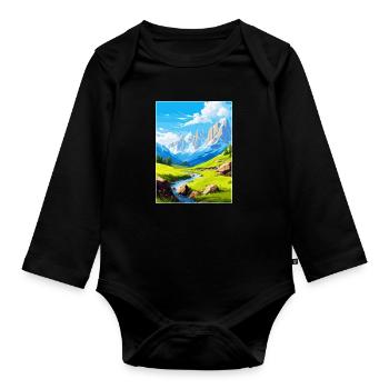 Parc national des Picos de Europa Espagne Affiche de voyage - Body Bébé bio manches longues - noir - Devant