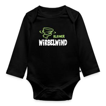 Baby Kinder Wirbelwind Sprüche Lustig - Baby Bio-Langarm-Body - Schwarz - Vorne
