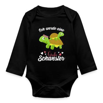 Großer Schwester Schildkröte 2021 - Baby Bio-Langarm-Body - Schwarz - Vorne