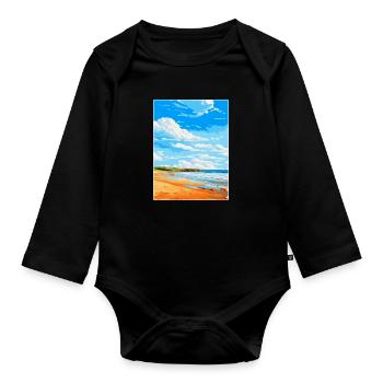 Constantine Bay, Cornwall, England, Vereinigtes Königreich, Reiseposter - Baby Bio-Langarm-Body - Schwarz - Vorne