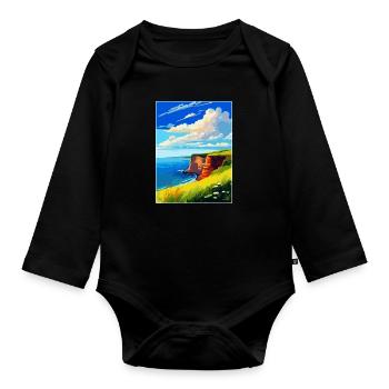 Berry Head Devon Vintage Voyage Poster Souvenir - Body Bébé bio manches longues - noir - Devant