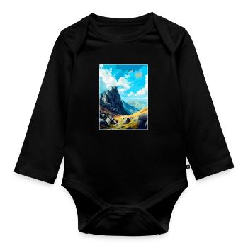 Glyder Fach Pays de Galles Royaume-Uni Affiche de voyage vintage WPA Art - Body Bébé bio manches longues - noir - Devant