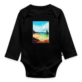 Isle Of Lewis Schottland Vereinigtes Königreich Vintage Reiseposter - Baby Bio-Langarm-Body - Schwarz - Vorne