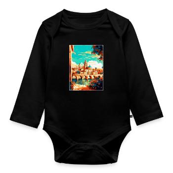 Córdoba Spanien Vintage Reiseplakat WPA Souvenir - Baby Bio-Langarm-Body - Schwarz - Vorne