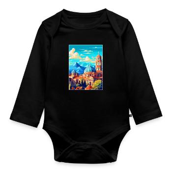 Sofia Bulgarien Vintage Reiseplakat Souvenir WPA - Baby Bio-Langarm-Body - Schwarz - Vorne