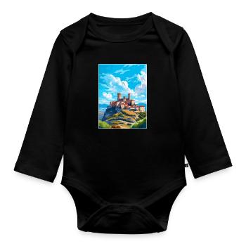 Avila Spanien Vintage Reiseplakat WPA Kunst Souvenir - Baby Bio-Langarm-Body - Schwarz - Vorne