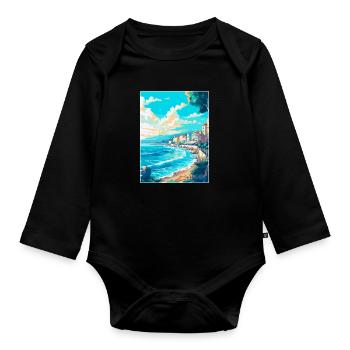 Nizza Frankreich Vintage Reiseplakat WPA Kunst Souvenir - Baby Bio-Langarm-Body - Schwarz - Vorne