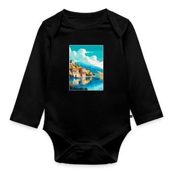 Ioannina Griechenland Vintage Reiseplakat Souvenir WPA - Baby Bio-Langarm-Body - Schwarz - Vorne