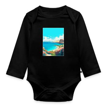 Insel Pag Kroatien Vintage Reiseplakat Souvenir - Baby Bio-Langarm-Body - Schwarz - Vorne