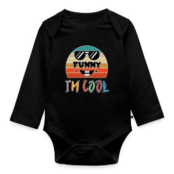 Baby Kind Sprüche Cool Funny Spaß Lustig Retro - Baby Bio-Langarm-Body - Schwarz - Vorne