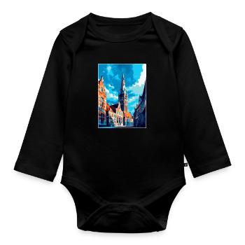 Middelburg Niederlande Vintage Reiseplakat WPA - Baby Bio-Langarm-Body - Schwarz - Vorne