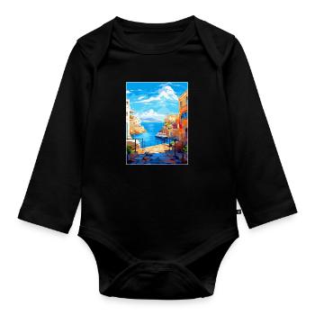 Heraklion Griechenland Vintage Reiseplakat Souvenir - Baby Bio-Langarm-Body - Schwarz - Vorne