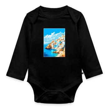 Karpathos Grèce Affiche de voyage vintage souvenir - Body Bébé bio manches longues - noir - Devant