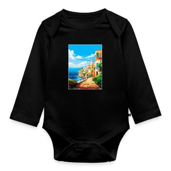 Heraklion Griechenland Vintage Reiseplakat Souvenir - Baby Bio-Langarm-Body - Schwarz - Vorne