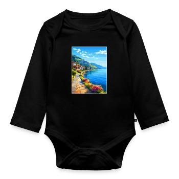 Kastoria Griechenland Vintage Reiseplakat Souvenir WPA - Baby Bio-Langarm-Body - Schwarz - Vorne