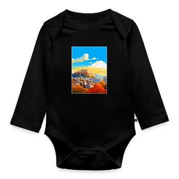 Athènes Grèce Affiche de voyage vintage WPA Souvenir - Body Bébé bio manches longues - noir - Devant