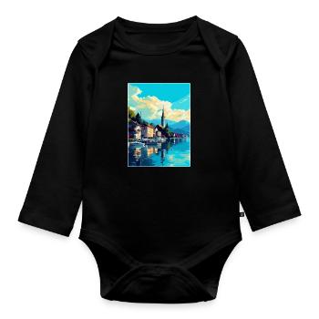 Bregenz Autriche Affiche de voyage vintage souvenir WPA - Body Bébé bio manches longues - noir - Devant