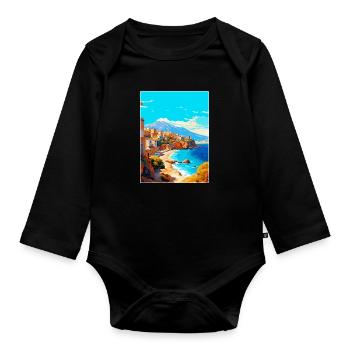 Crète Grèce Affiche de voyage vintage WPA Souvenir - Body Bébé bio manches longues - noir - Devant