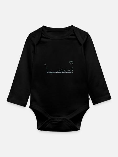 Herzschlag Robben EKG Heartbeat - Baby Bio-Langarm-Body - Schwarz