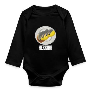Schimmernder Hering Feinschmecker - Baby Bio-Langarm-Body - Schwarz - Vorne