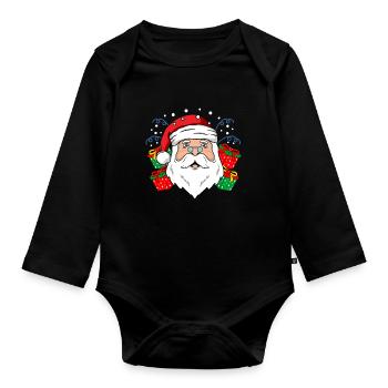 Santa Weihnachtsmann - Baby Bio-Langarm-Body - Schwarz - Vorne