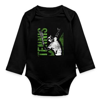 Pfeilschneller Tennis Aufschlag - Baby Bio-Langarm-Body - Schwarz - Vorne