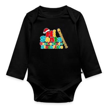 Geschenk oder Blockflöte - Baby Bio-Langarm-Body - Schwarz - Vorne