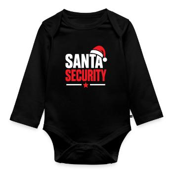 Weihnachtsmann-Sicherheitsemblem-Tee - Baby Bio-Langarm-Body - Schwarz - Vorne