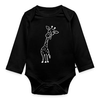 Giraffen-Linien-Skizze: Verspielte Charme - Baby Bio-Langarm-Body - Schwarz - Vorne