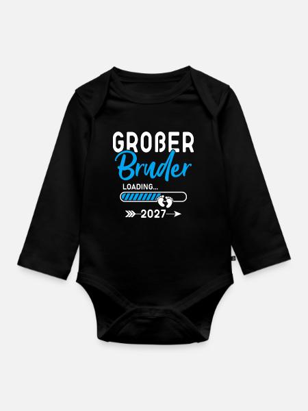 Kinder Großer Bruder Loading 2027 - Baby Bio-Langarm-Body - Schwarz