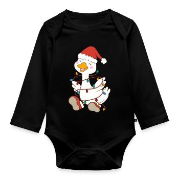 Süße Weihnachtsgans - Baby Bio-Langarm-Body - Schwarz - Vorne