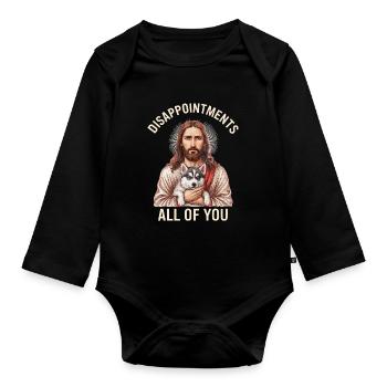 Disappointments Jesus mit Husky - Baby Bio-Langarm-Body - Schwarz - Vorne
