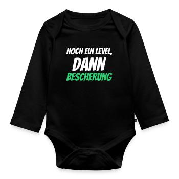 Noch ein Level, dann Bescherung - Baby Bio-Langarm-Body - Schwarz - Vorne