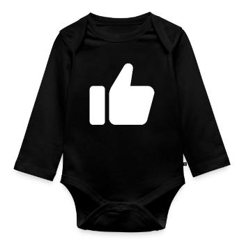 Like Hand Symbol, Daumen hoch, Gefällt mir - Baby Bio-Langarm-Body - Schwarz - Vorne