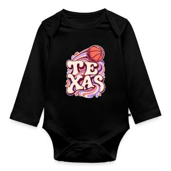 Texas Hoop Swirl - Baby Bio-Langarm-Body - Schwarz - Vorne