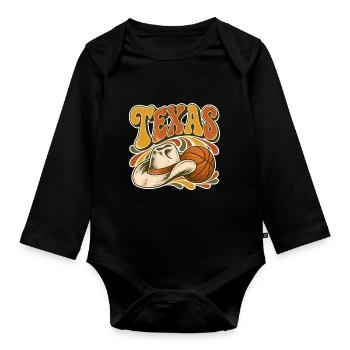 Texas Retro Hoop Cowboy - Baby Bio-Langarm-Body - Schwarz - Vorne