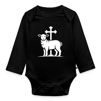 Lamm am Kreuz - Baby Bio-Langarm-Body - Schwarz - Vorne