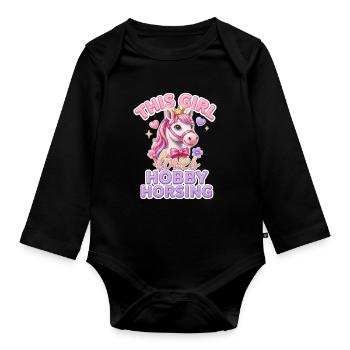 This Girl Loves Hobby Horsing Steckenpferd - Baby Bio-Langarm-Body - Schwarz - Vorne