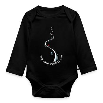 Find Your Perfect Line Skifahrer Silhouette  - Baby Bio-Langarm-Body - Schwarz - Vorne