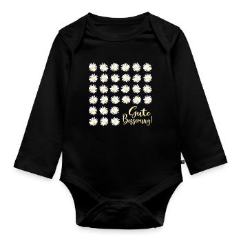 Gute Besserung wünschen, Gänseblümchen - Baby Bio-Langarm-Body - Schwarz - Vorne