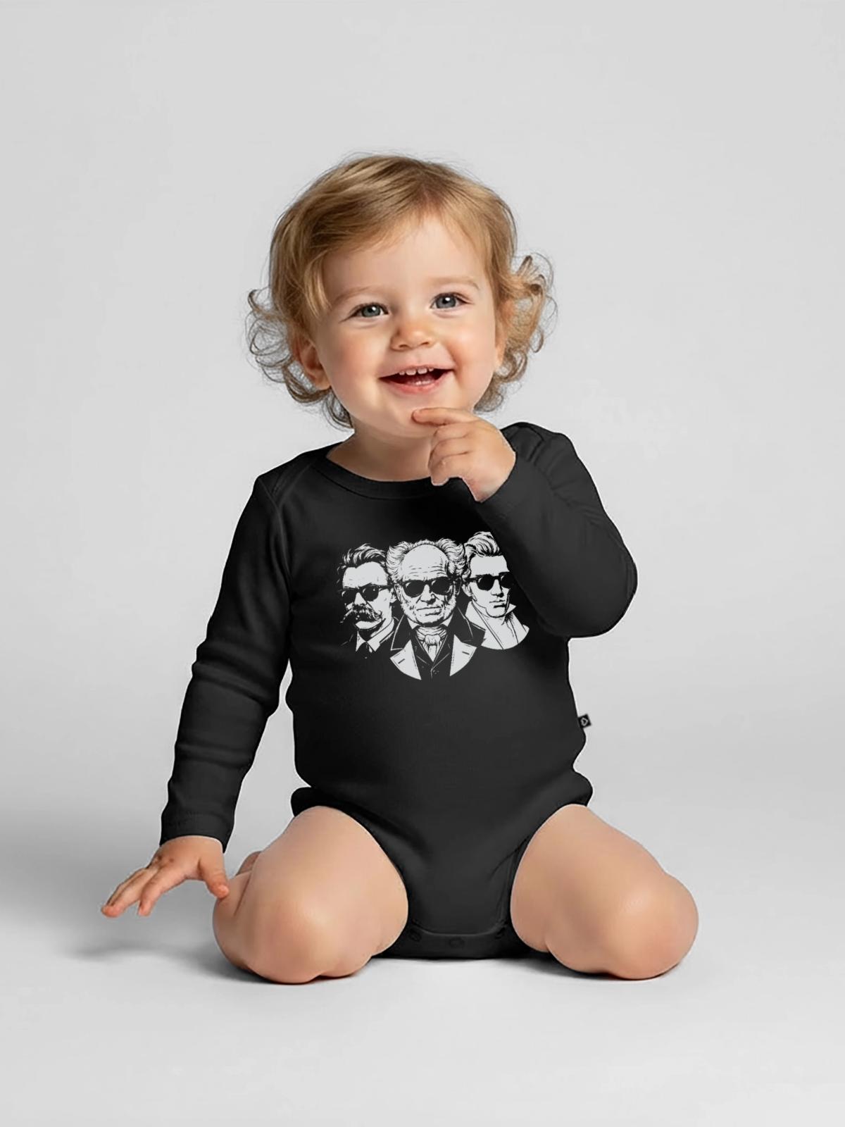 Philosophen des Existentialismus - Baby Bio-Langarm-Body - Schwarz - Vorne