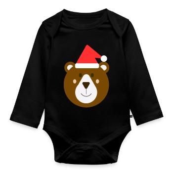 Süßer Weihnachtsbraunbär - Baby Bio-Langarm-Body - Schwarz - Vorne