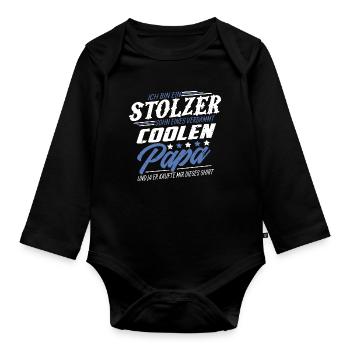Stolzer Sohn eines verdammt coolen Vater - Baby Bio-Langarm-Body - Schwarz - Vorne