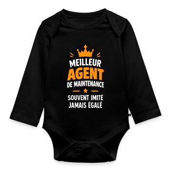 Bester Wartungsagent - Baby Bio-Langarm-Body - Schwarz - Vorne