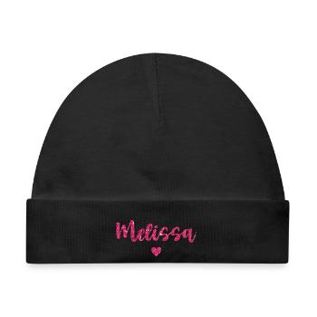 Melissa Herz Pink - Baby Premium Organic Mütze - Schwarz - Vorne